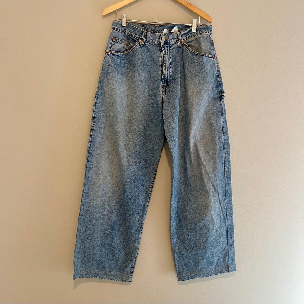 Lucky Brand Dungarees Carpenter Jeans Vintage 90s Wide Leg Baggy Size 34